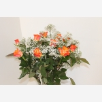 Oranje rozen 60 cm met gipskruid